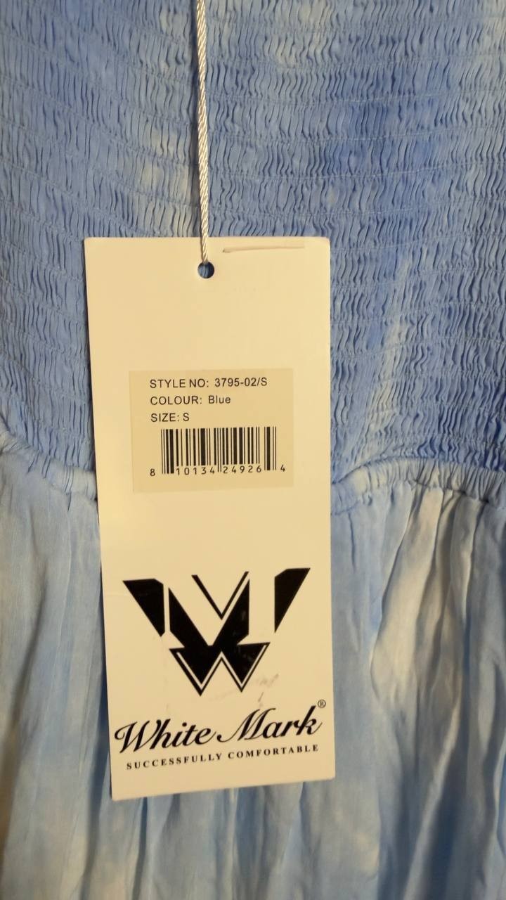 White Mark Smocked Ruffle Maxi Dress Blue S NWT $80