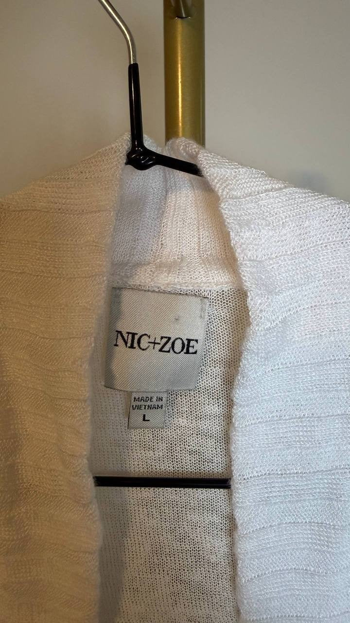 NIC+ZOE Linen Blend Bolero Cardigan White SizeL Excellent preowned $124