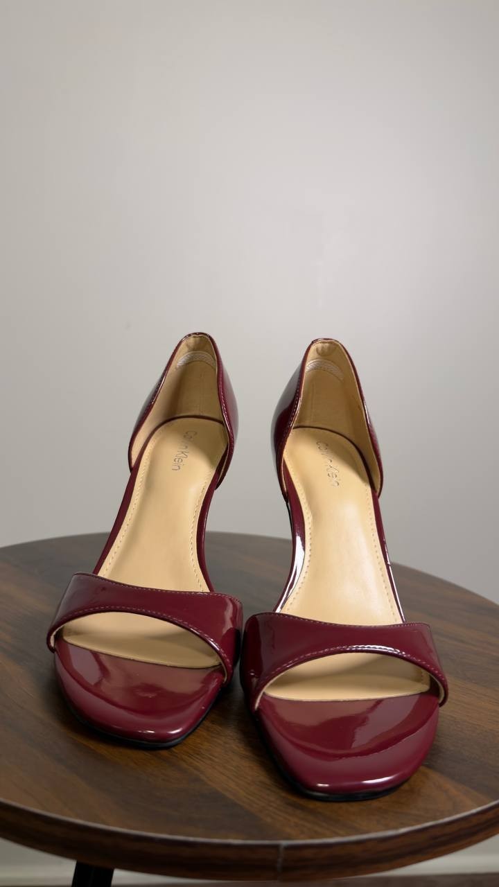 Calvin  Klein  Aileen  D’Orsay  Stiletto  Sandals  Dark  Red  6  M  Pre‑owned 