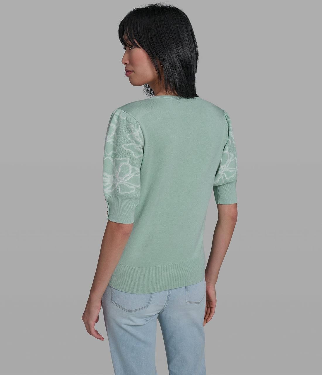 Karl  Lagerfeld  Paris  Women’s  Floral   Sweater  Fresh  Mint  L  NWT  $89