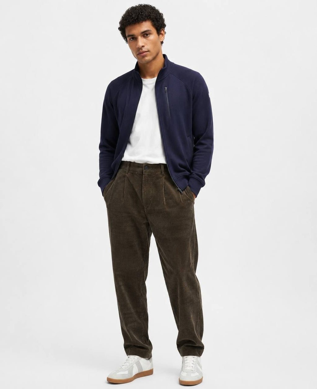 Frank And Oak Jamie Tapered‑Fit Pleated Corduroy Pants Dark Green 33 NWT $129