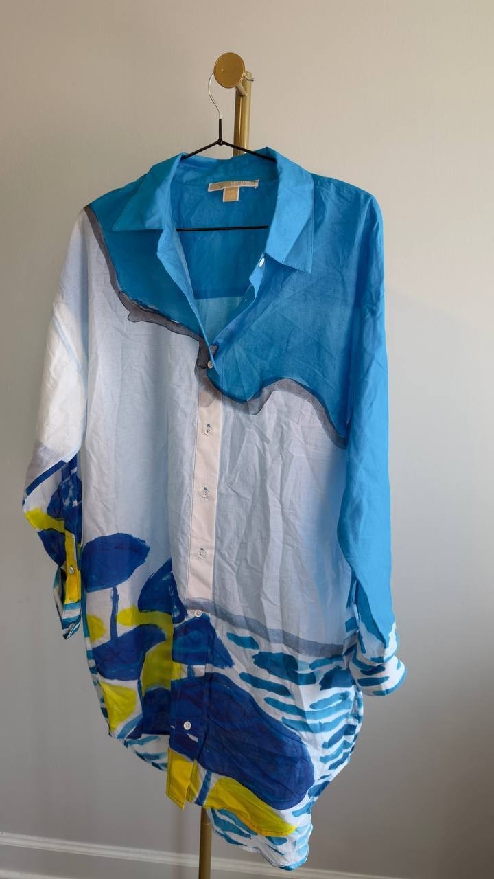 Michael Kors Beach Shirt Dress White L NWOT $148
