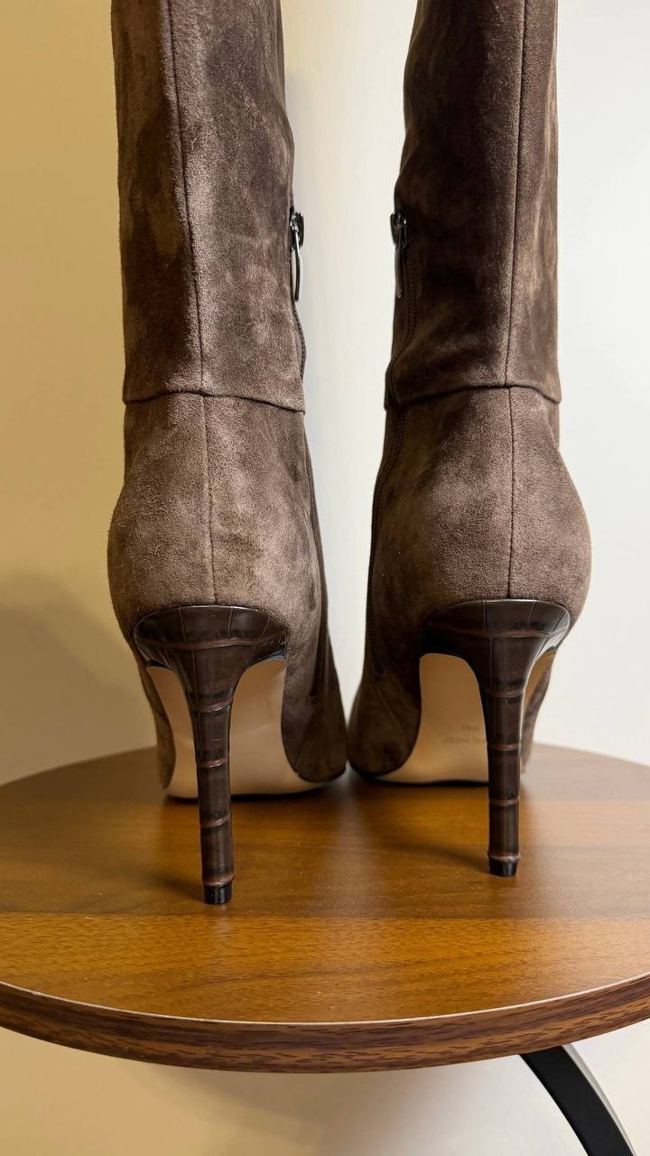 Nine West Richy Boots 10M Dark Brown Suede Knee‑High Pointy Toe NIB msrp$249
