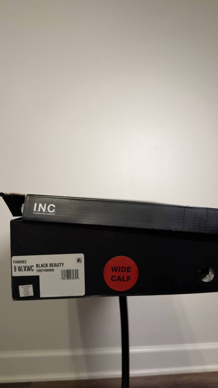 I.N.C.  Riding  Boots  Black  Leather  9W  XWC  New  $189.90