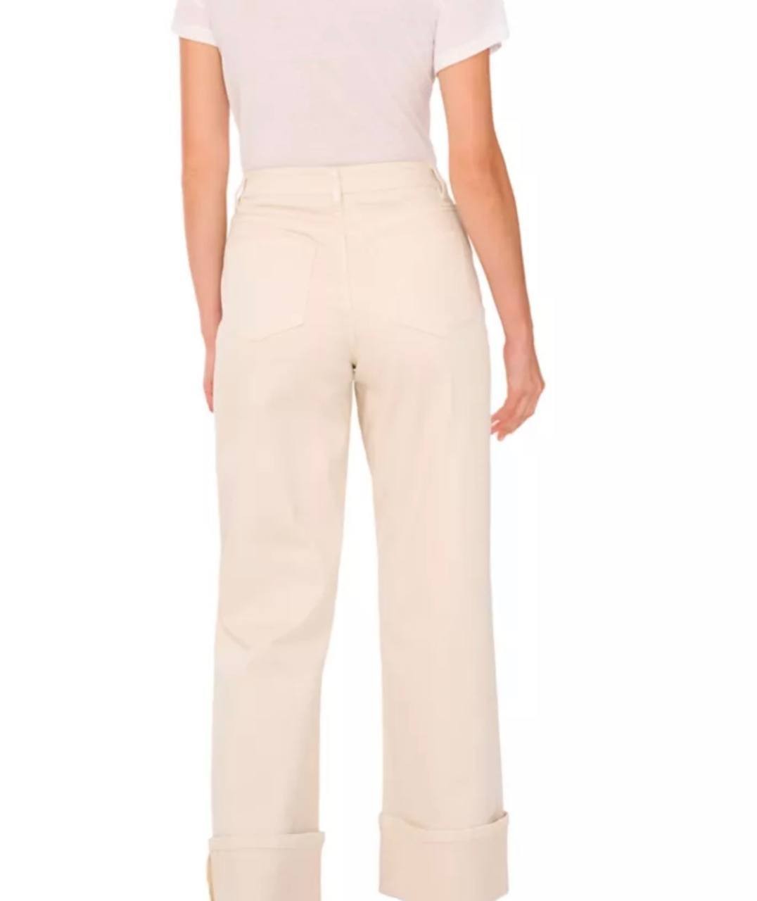 1.State Denim Roll‑Up Cuff Wide‑Leg Jeans New Ivory 14 NWT $109