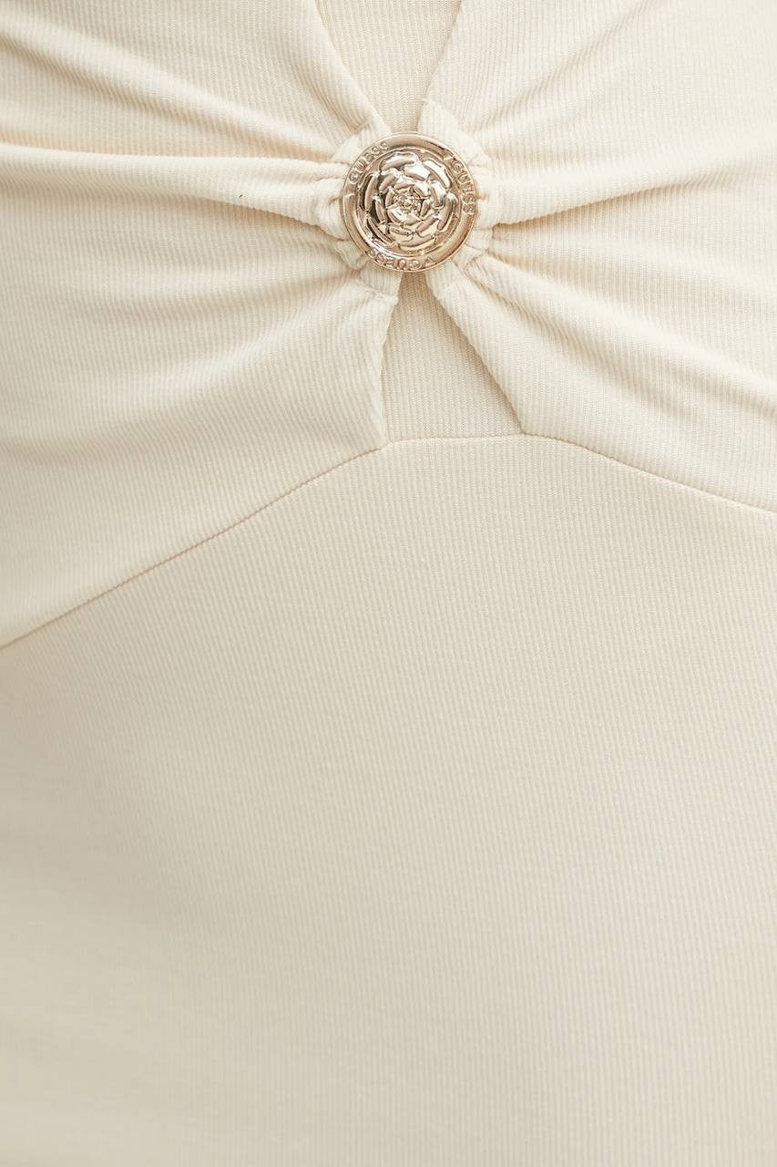 Guess Zama Button-Detail Pencil Skirt Beige L NWT $70