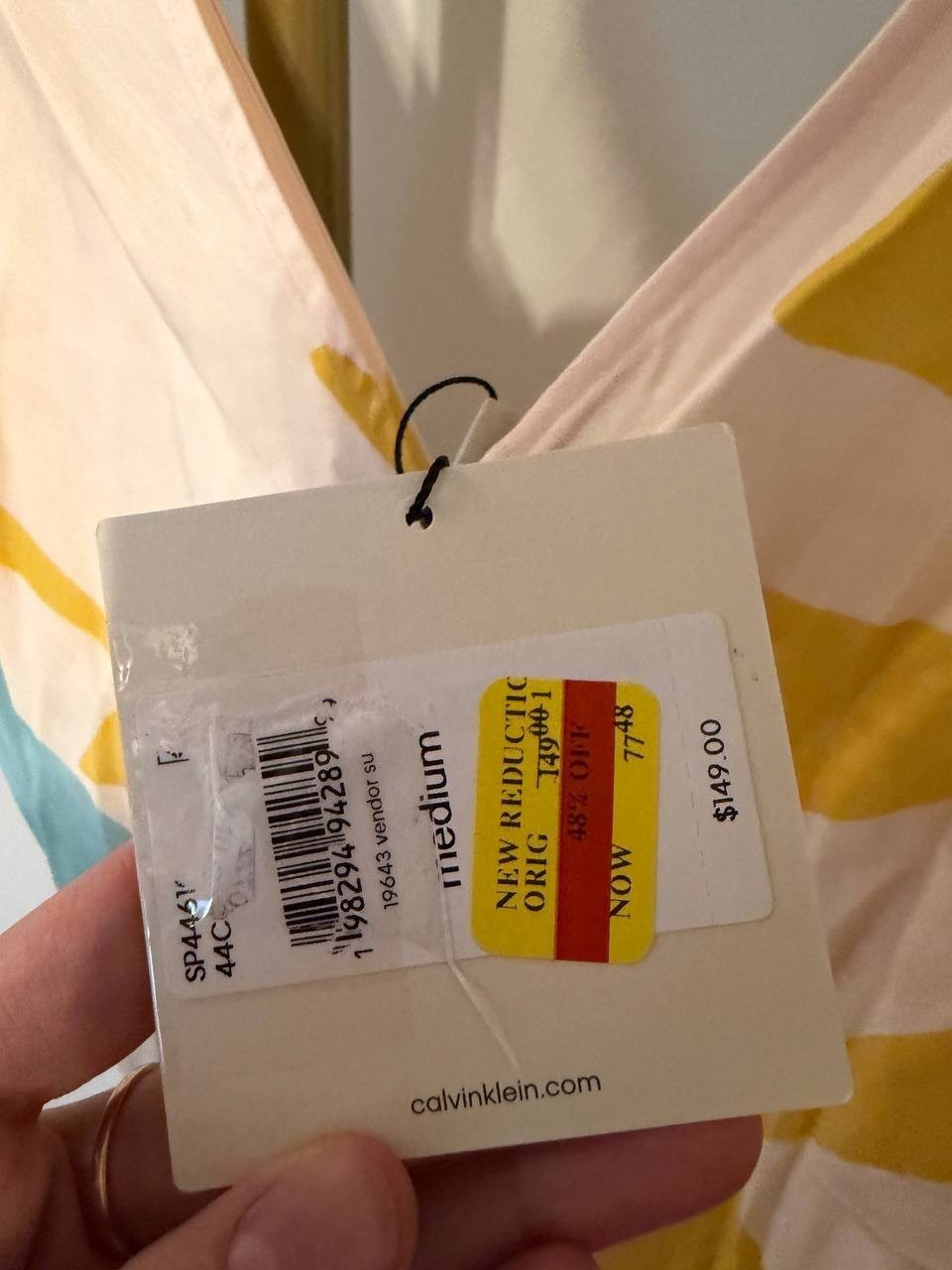 Calvin Klein Abstract Asymmetrical Midi Dress IvoryMulticolor SizeM NWT msrp$149