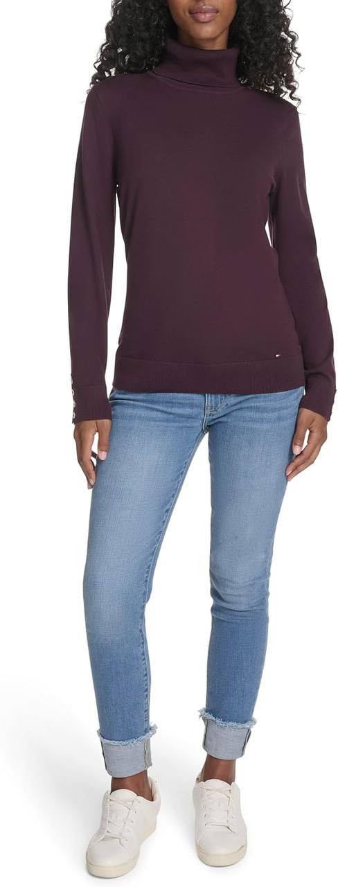 Tommy Hilfiger Women’s Cotton Turtleneck Long Sleeve Aubergine S NWT $69.50