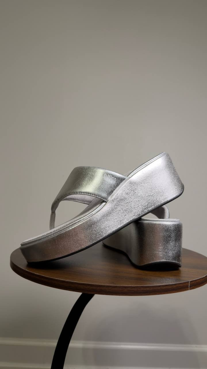 FitFlop  Platform  Wedge  Sandals  Silver  10  New  $85