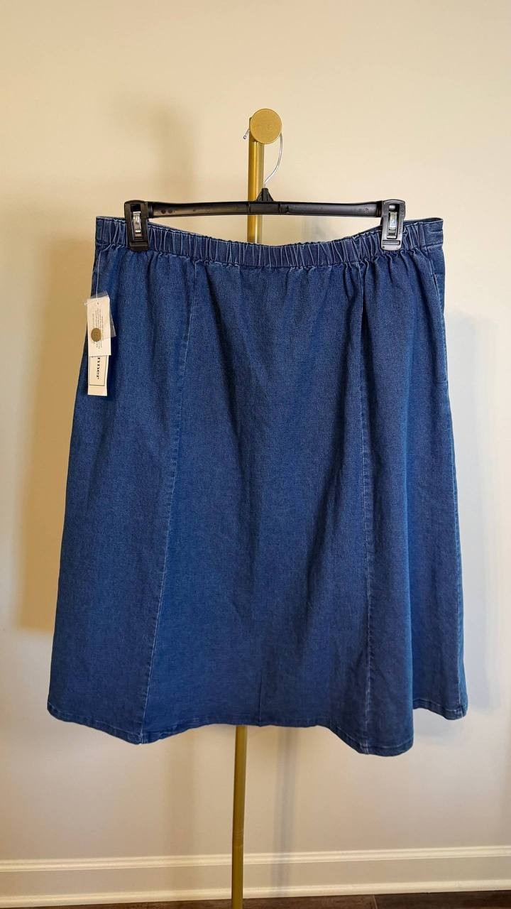 Alfred Dunner Paneled Full Length Denim Skirt Medium Denim 18 $59.50 NWT
