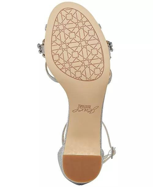 Jewel  Badgley  Mischka  Evening  Sandals  Silver  Glitter  6  New  $99