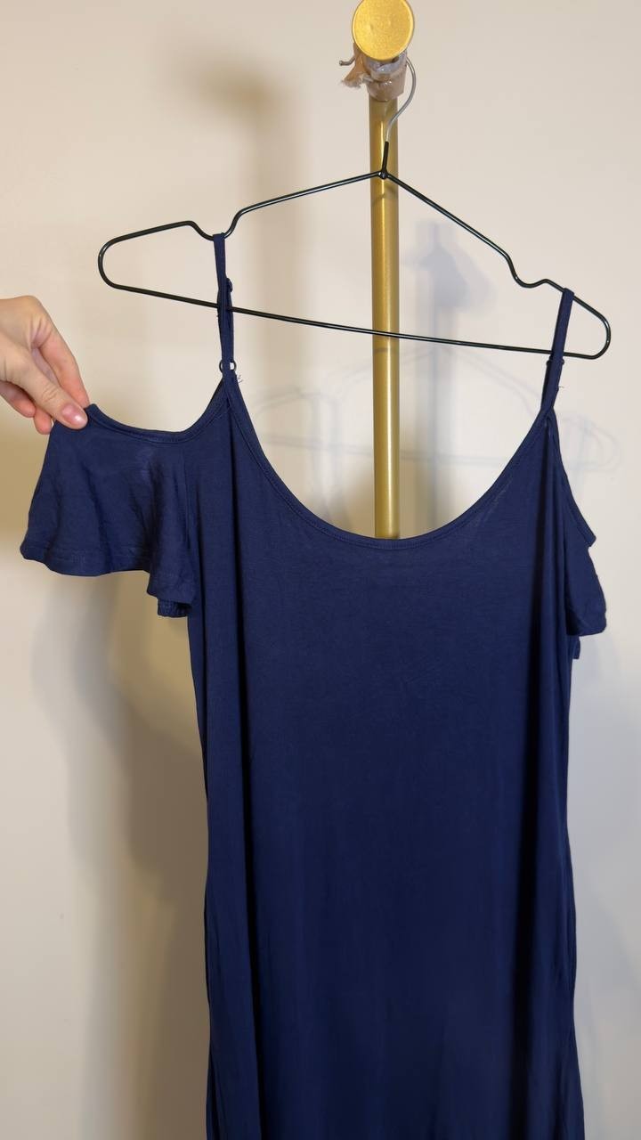 White Mark Women’s Cold Shoulder Maxi Sundress Navy XL NWT $64