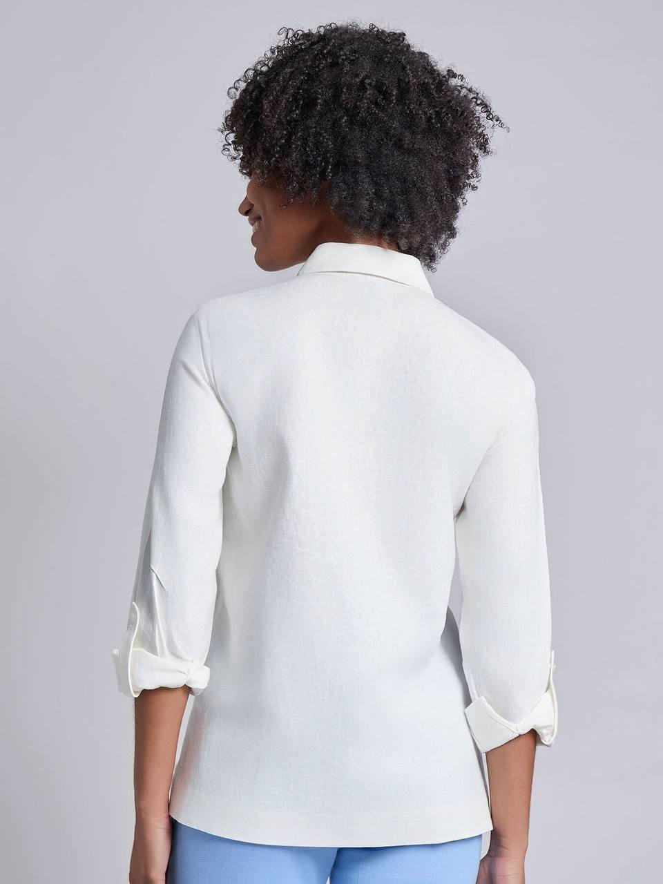Jones NY Button-Front Embroidered Blouse Linen Blend Size M White  $89