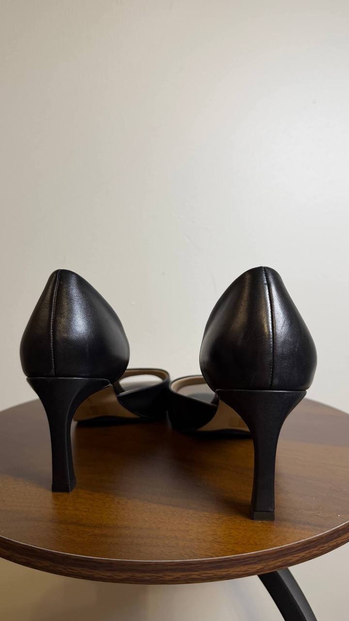 Giani Bernini Valorr Pumps 8M Black Leather Peep Toe d’Orsay NIB msrp$89.50