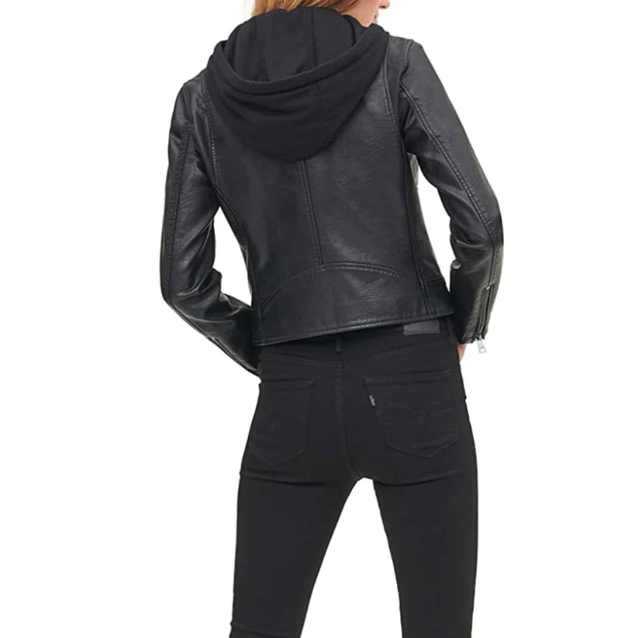 Levi's Faux Leather Moto Jacket Women Black Asym Zip Size S &amp; M With Tags