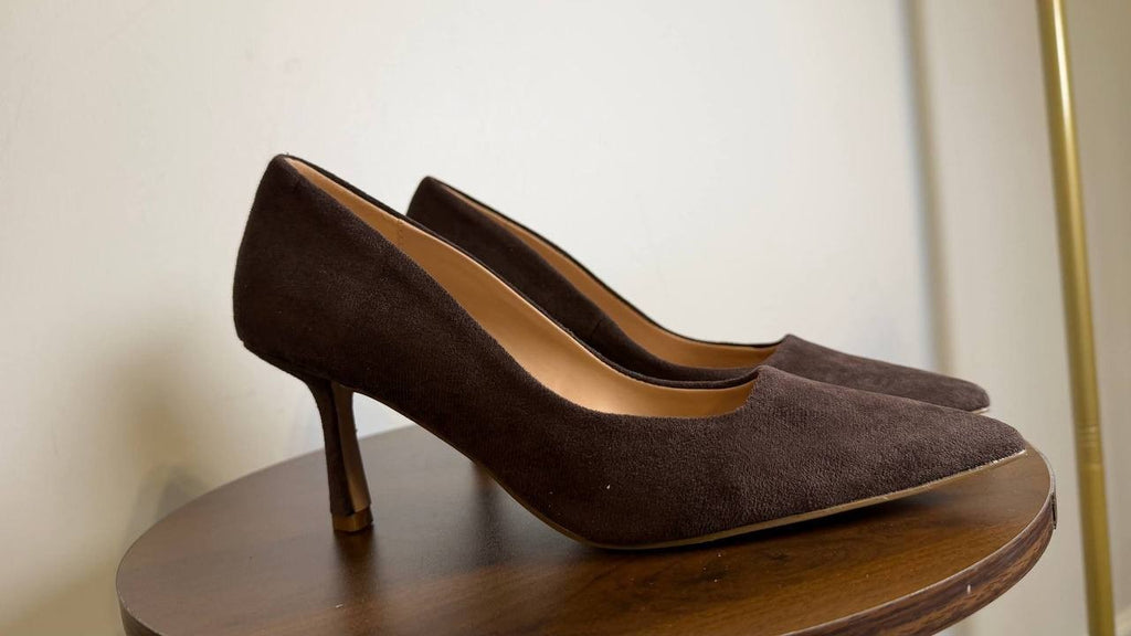 Madden Girl Dark Brown Fabric Pointed Toe Pumps 7.5 New in Box MSRP $59