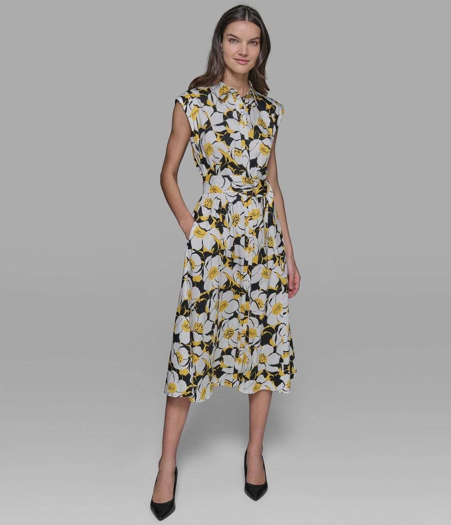 Karl Lagerfeld Paris Women’s Fit & Flare Floral Dress Yellow Size 6 NWT $159