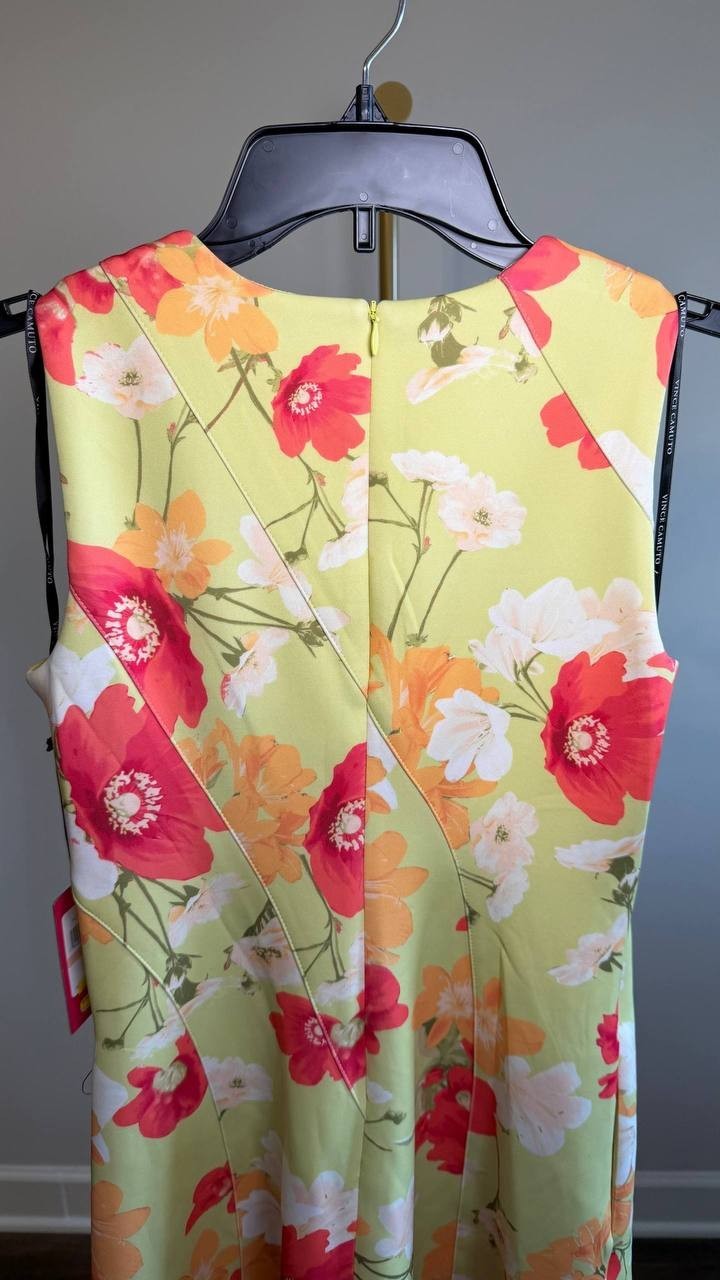 Vince Camuto Printed Scuba Fit & Flare Dress Lime 2 NWT $138
