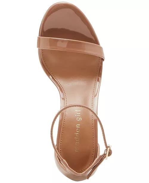 Madden  Girl  Brazen  Stiletto  Dress  Sandals  Nude  Patent  8  New  $55