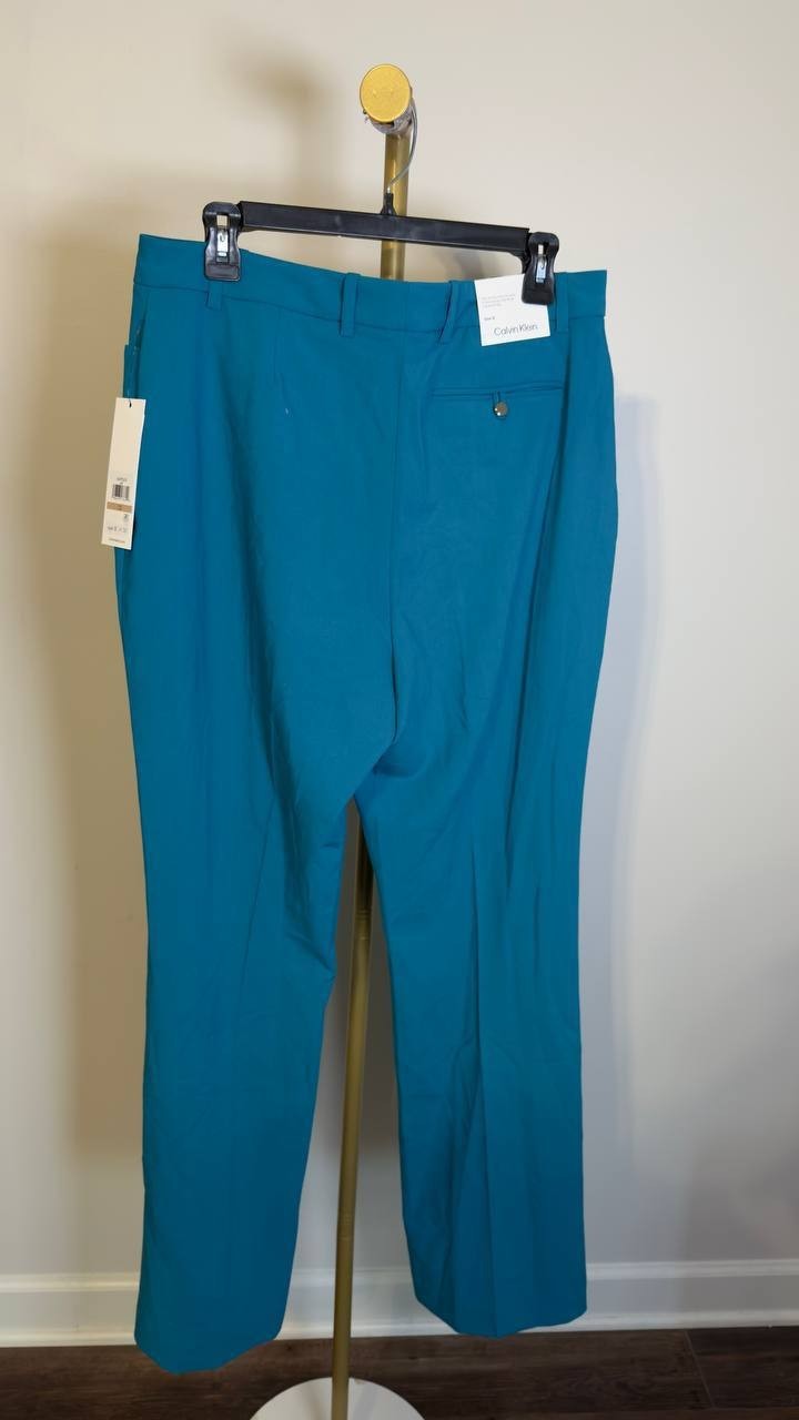 Calvin Klein Women’s Wide‑Leg Mid‑Rise Pants Petrol 12 NWT $109