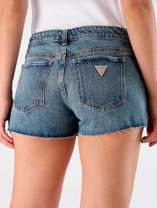Guess Eco Katie Shorts High Waist Lace Pocket Blue 29 NWT
