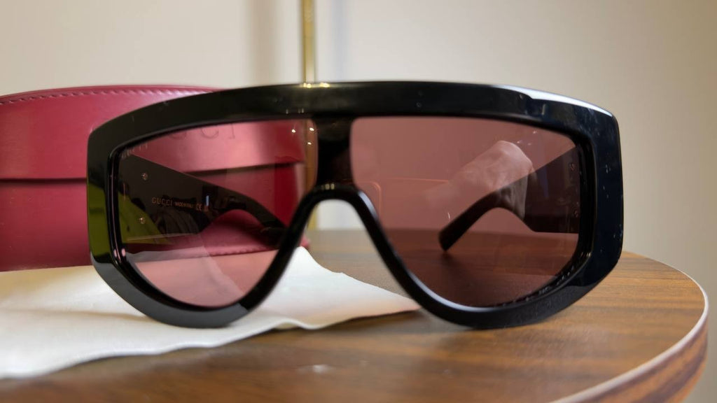 Gucci  Rectangular  Frame  Sunglasses  Black/Burgundy  OS  NWOT  $590