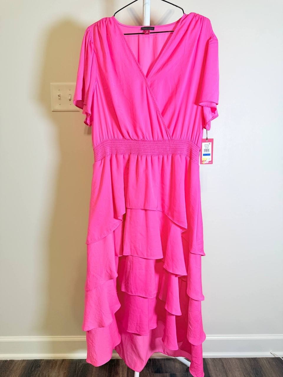 Vince Camuto Flutter‑Sleeve Tiered Midi Dress –Pink– Size M – NWT – $129