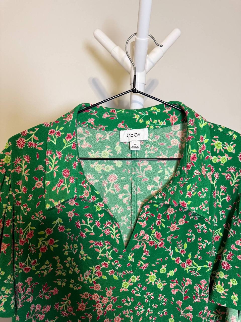 CeCe Short‑Sleeve Printed Knit Polo Dress – Size XL – NWT – $89