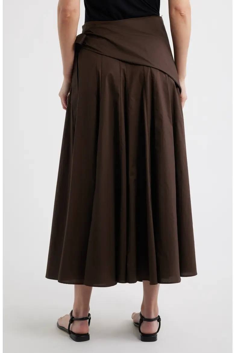 Mango Falda Milos Faux Wrap Cotton Skirt Brown 4 NWT $50