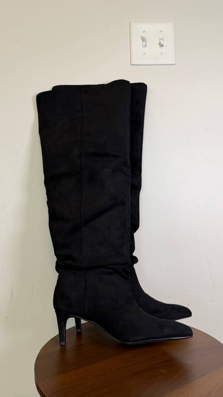 Madden Girl Women’s Stassi Over‑the‑Knee Boots Black 8.5 Fabric MSRP 135$— NWB