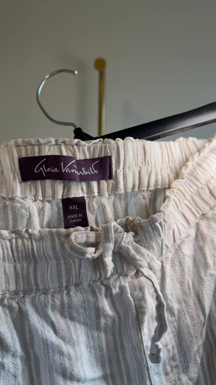 Gloria Vanderbilt Rainy Cropped Linen Pants Stonewood XXL NWOT $56