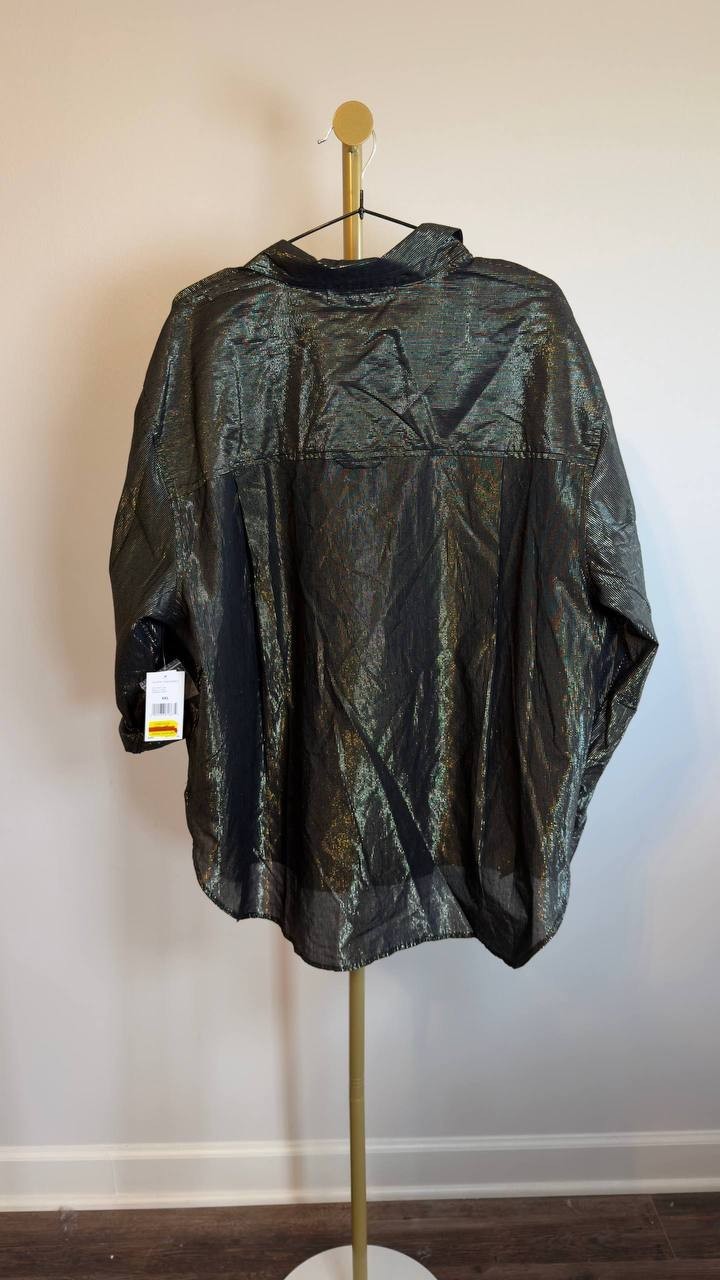 Gloria Vanderbilt Plus Size Amanda Shirt Black XXL NWT $48