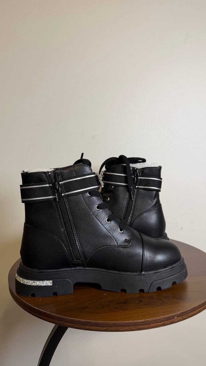 Jessica Simpson Black Polyurethane Moto Boots 3 New in Box MSRP $52