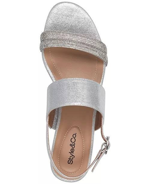 Style&Co Silver Fabric Dress Sandals 7.5M NIB MSRP $69.90