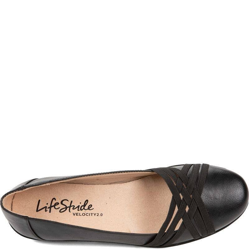 LifeStride Incredible 2 Flats 9W Black Faux Leather Slip‑On Wedge NIB msrp$79.99