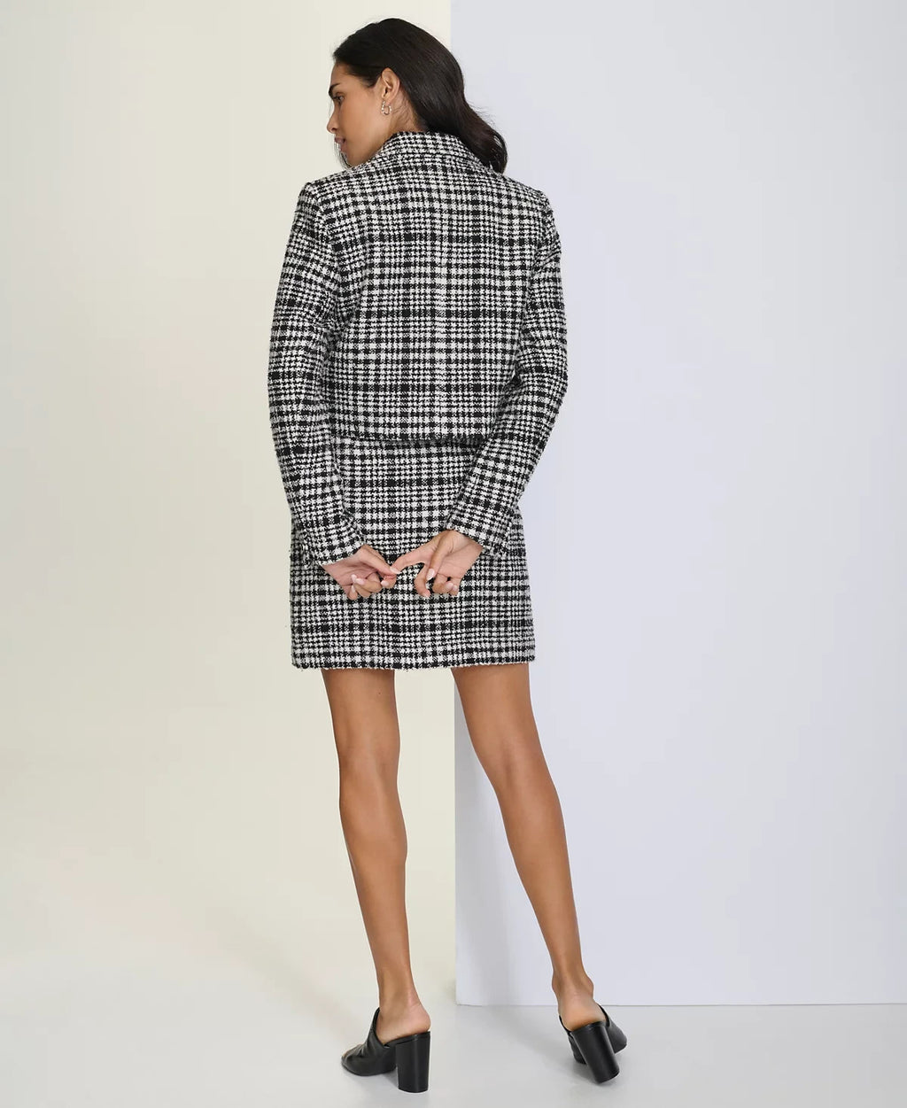 Calvin Klein Women's Plaid Tweed Cropped Blazer – Size 16