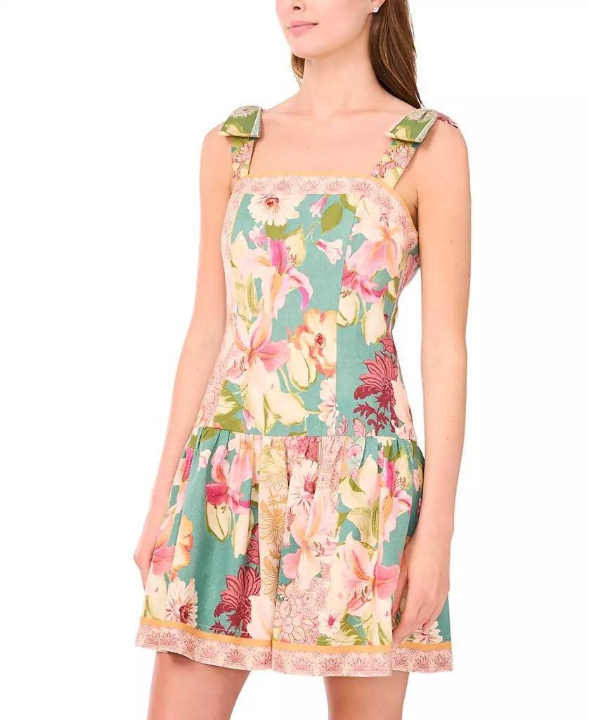 CeCe Sleeveless Square‑Neck Fit & Flare Dress Tropic Night L NWT $119