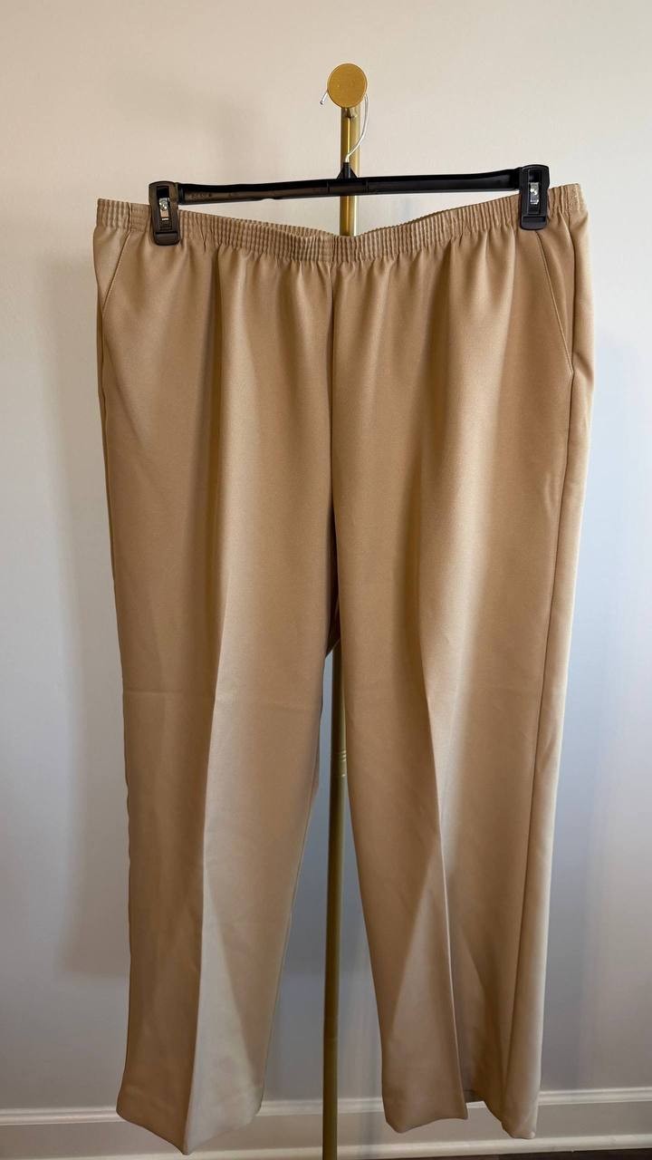 Alfred Dunner Women’s Plus Pull‑On Straight‑Leg Pants Stone 20W $42.50 NWOT