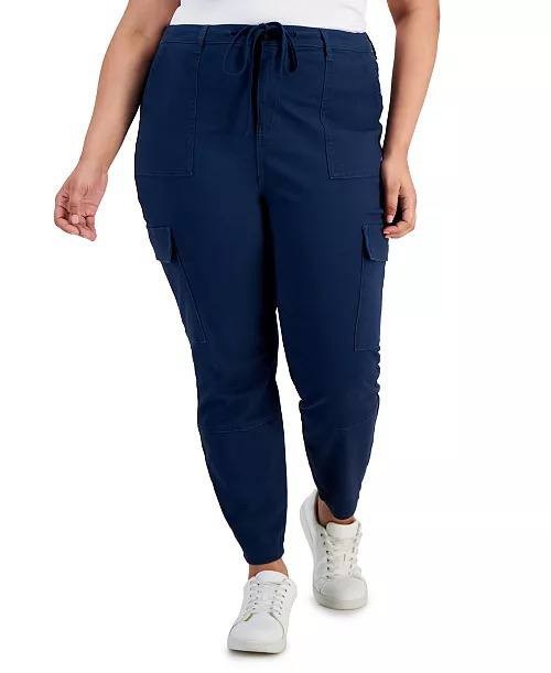 Celebrity Pink Plus Size Cargo Pants 18 Blue High Rise Skinny Pockets NWT
