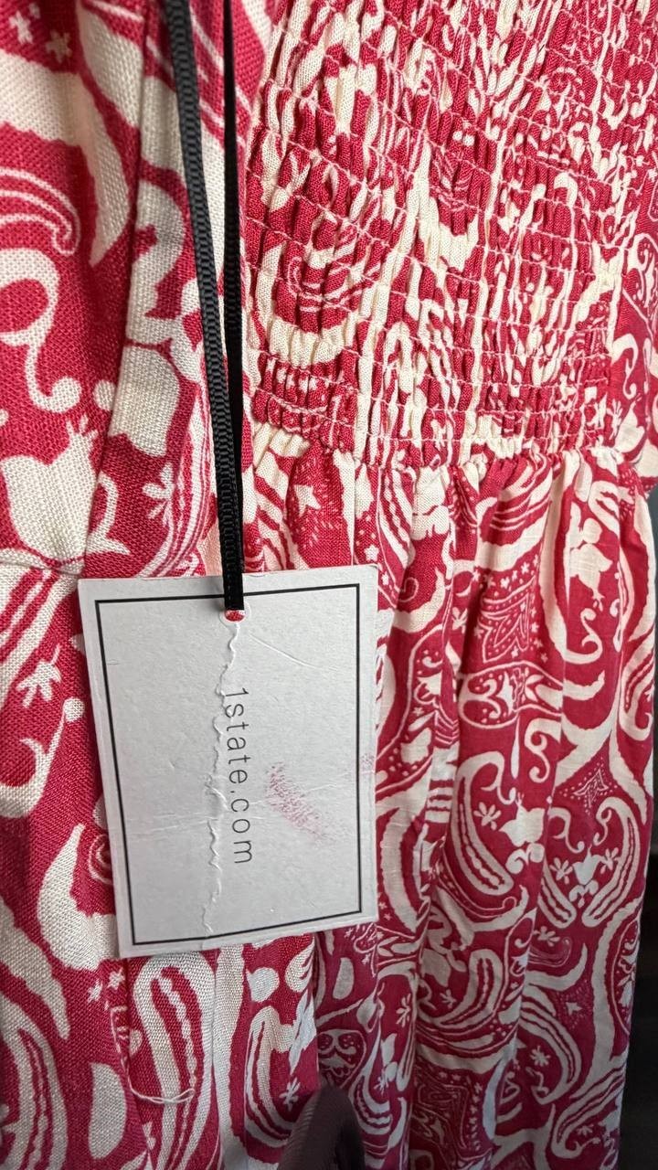1.STATE Printed Sleeveless Maxi Dress White/Red M NWT $139