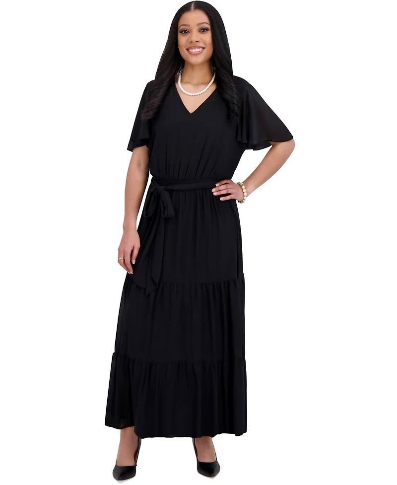 Kasper Women’s V‑Neck Flutter Sleeve Maxi Dress – 3X – NWT – $99