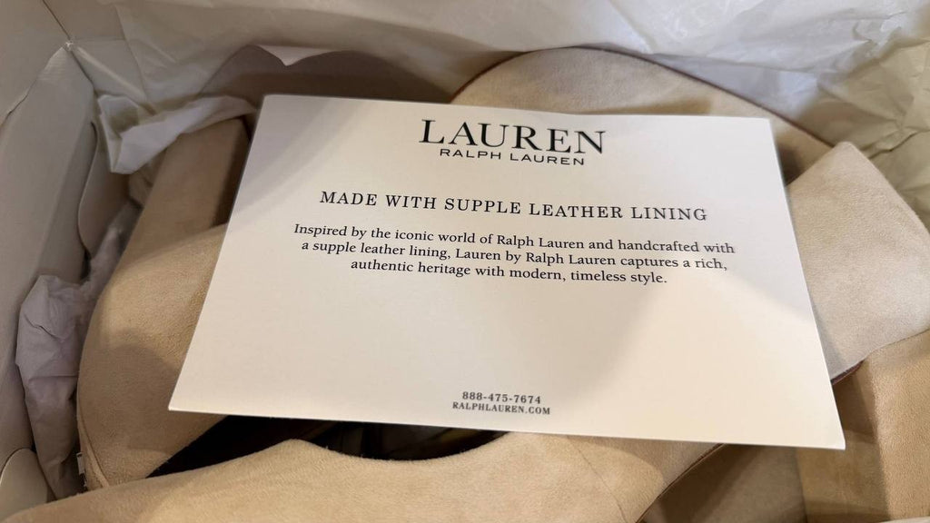 Lauren Ralph Lauren Lanette Pumps 8B Beige Leather Block Heel NewInBox msrp$155