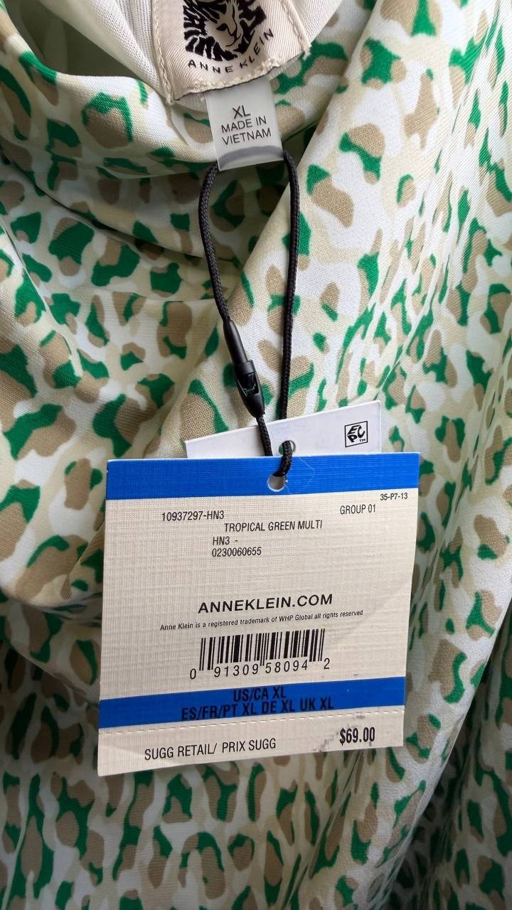 Anne Klein Animal Spot Cowl Neck Tank Tropical Multi XL NWT $69