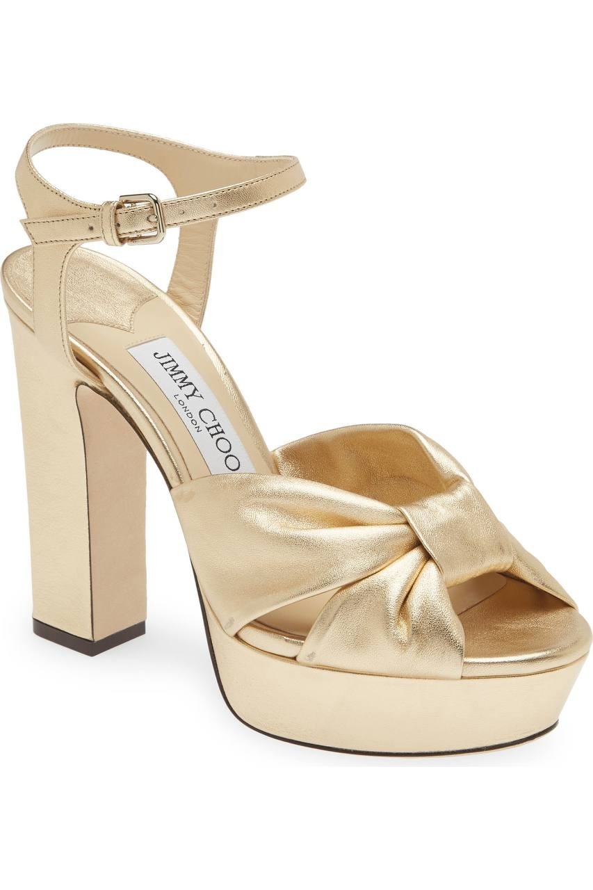 Jimmy  Choo  Platform  Sandals  Gold  Pre‑owned Size 40   $250
