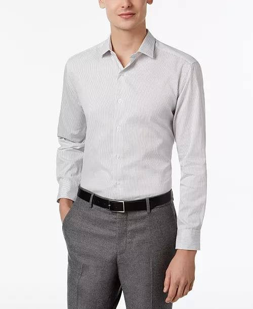 Alfani Men’s Fitted  Texture Stripe Dress Shirt XXL $60 NWT