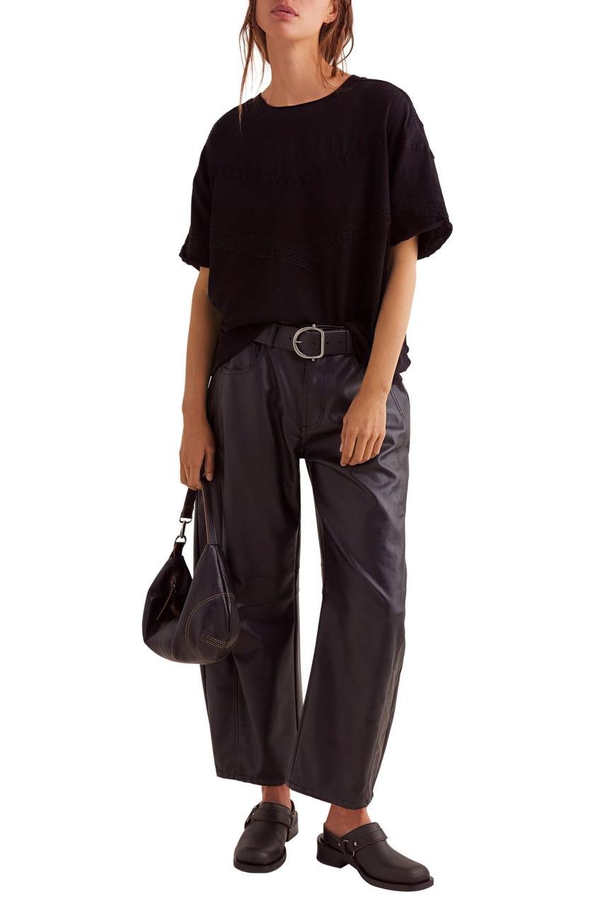 We The Free by Free People Striped Oversized Tee – Black – Size XS – NWT – $98