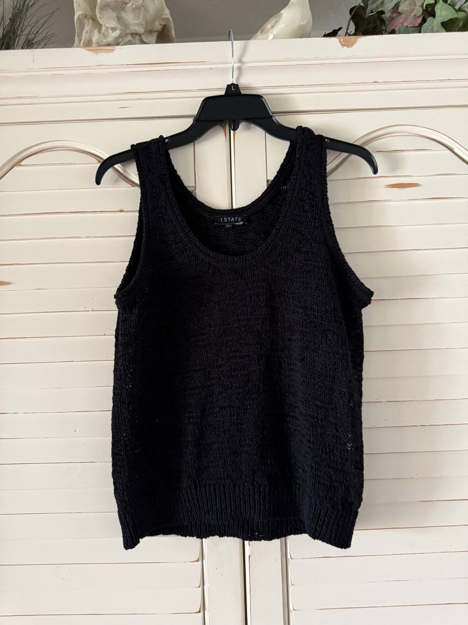 1.STATE Roll-Neck Tank Top Women's Black M NWT Cotton Blend Relaxed Fit