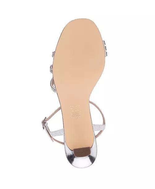 Nina  Bettany  Mid  Heel  Crystal  Straps  Dress  Sandals  Silver  8M  New  $89