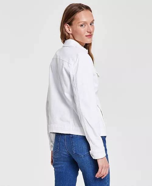 Gloria Vanderbilt Amanda Classic Denim Jacket Vintage White L NWT $69