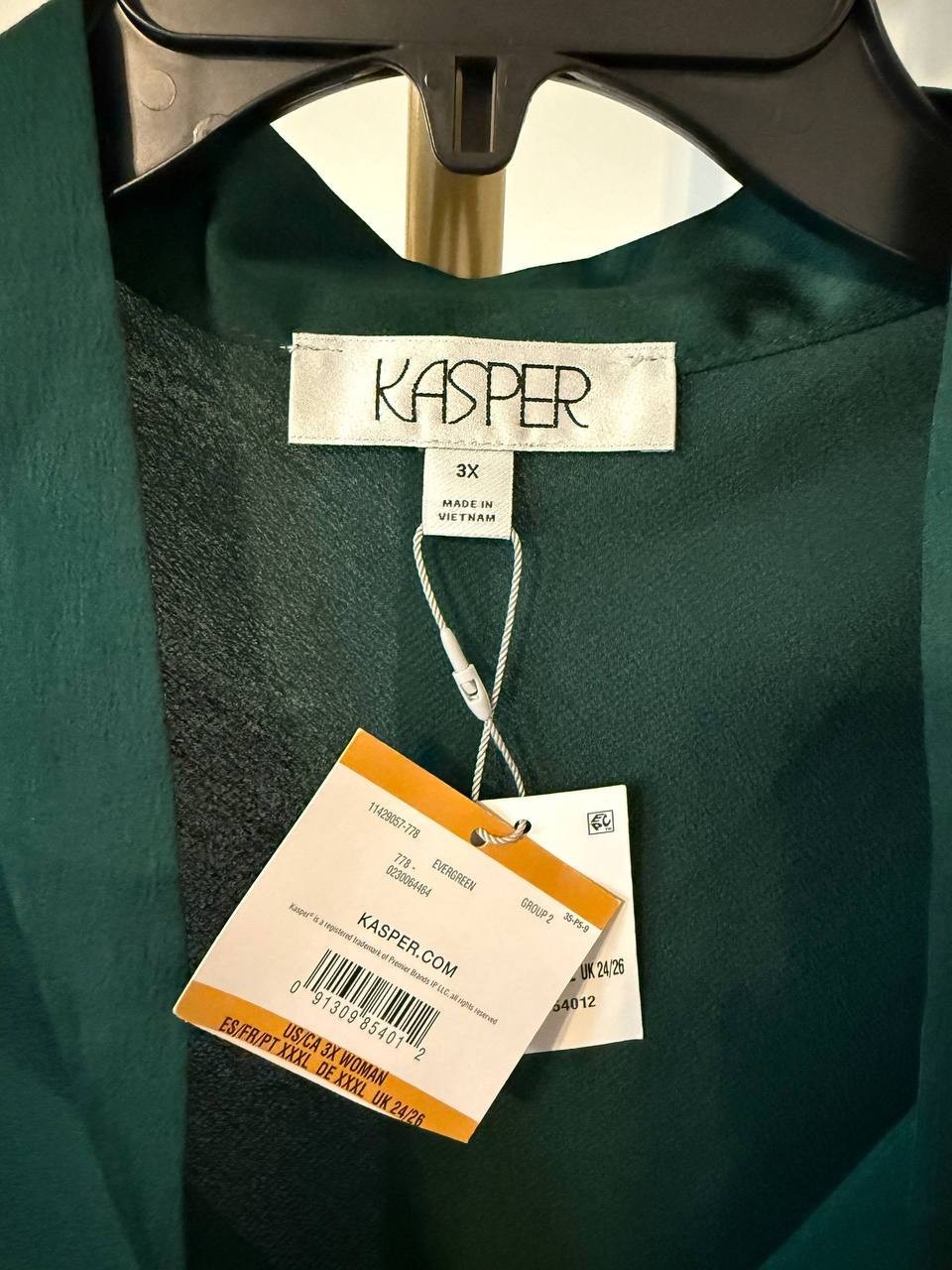 Kasper Tie‑Neck Sleeveless Blouse Evergreen Size 3X NWT MSRP$59